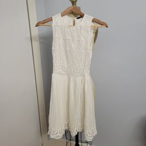ZARA Trafaluc Off White Embroidered Dress